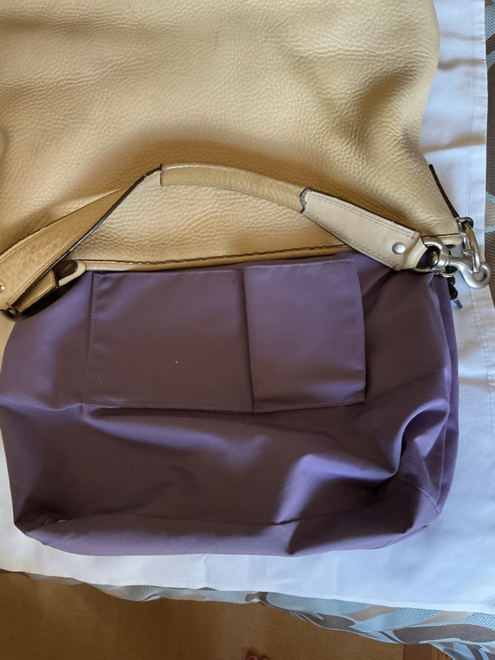 Coach Pebbled Pale Yellow Leather Shoulder Bag - Picture 9 of 12